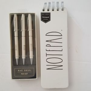 Rae Dunn EXPLORE DREAM DISCOVER 3 Pen Set+Notebook